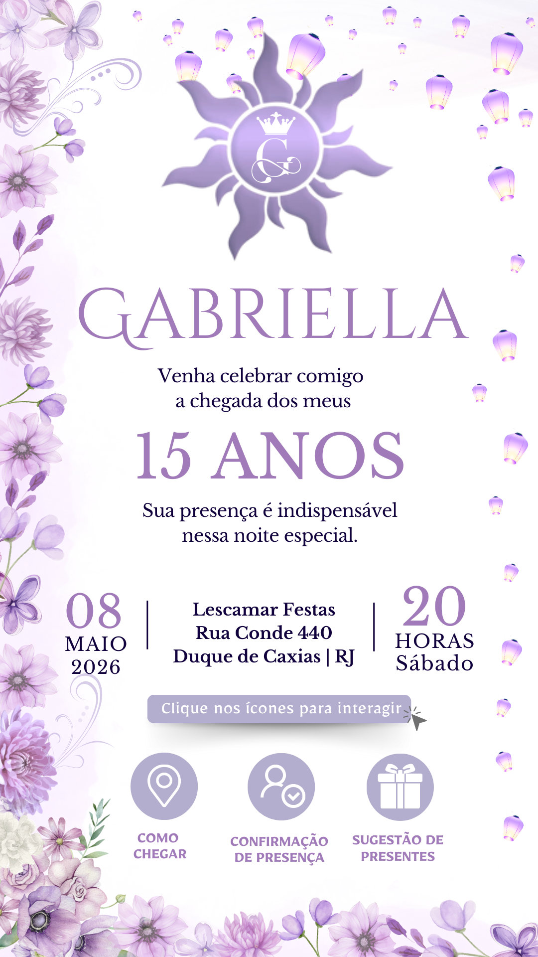 Convite Interativo -Rapunzel Lilás 10