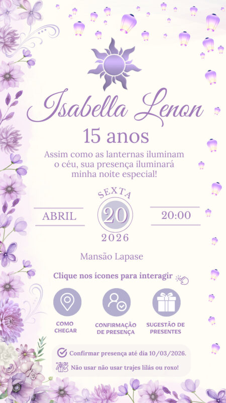 Convite Interativo -Rapunzel Lilás 3