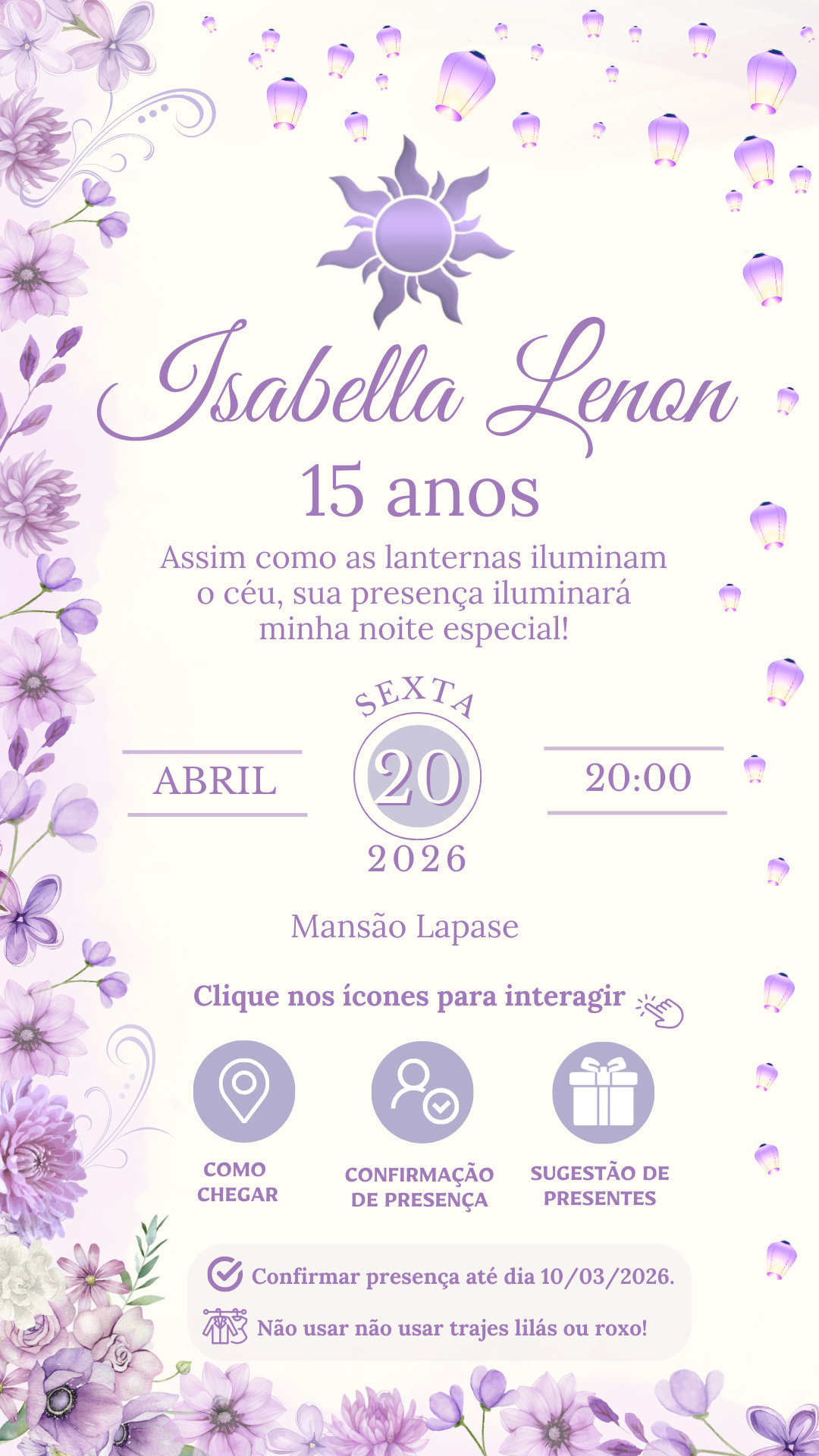 Convite Interativo -Rapunzel Lilás 3