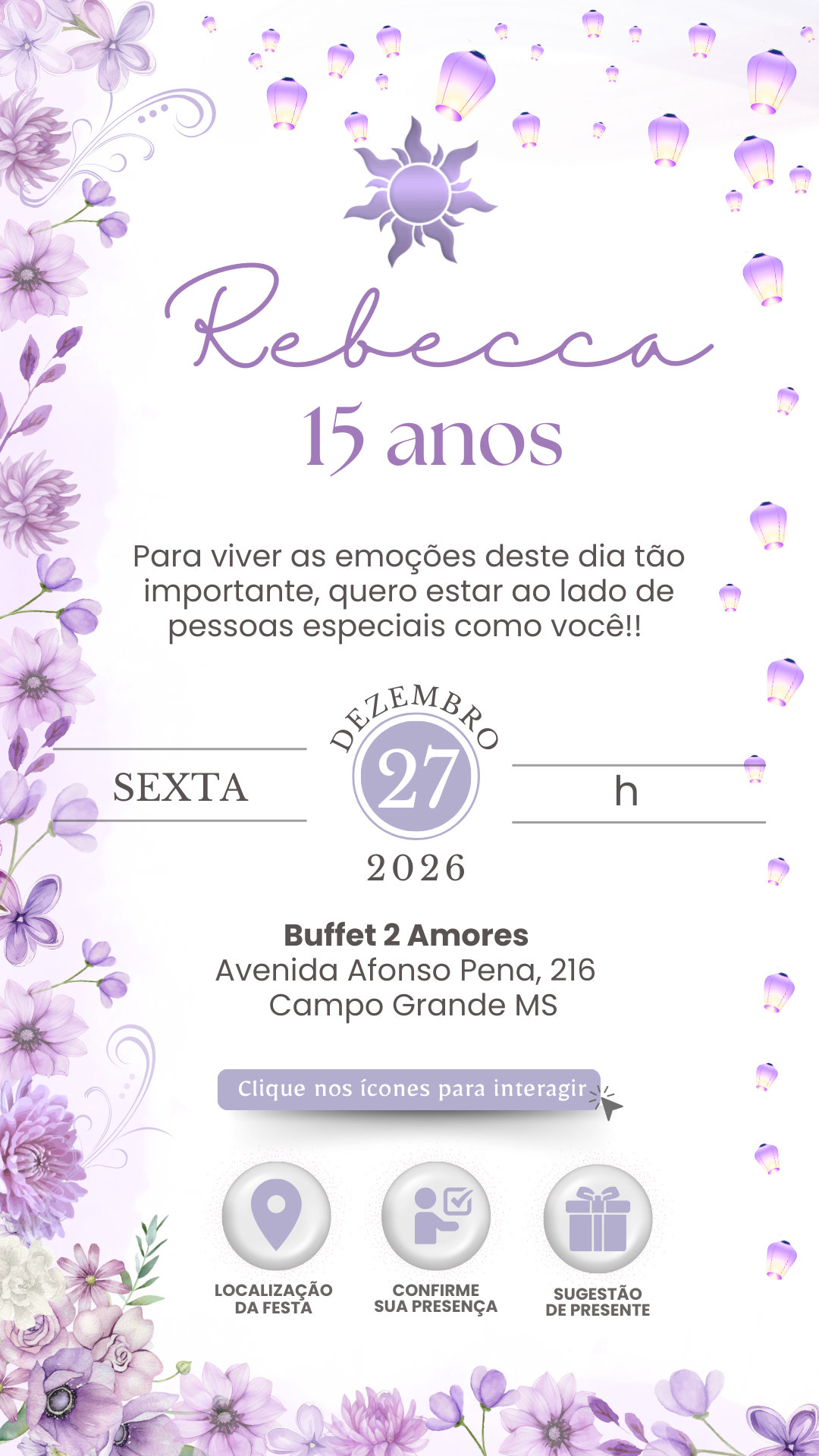 Convite Interativo -Rapunzel Lilás 6