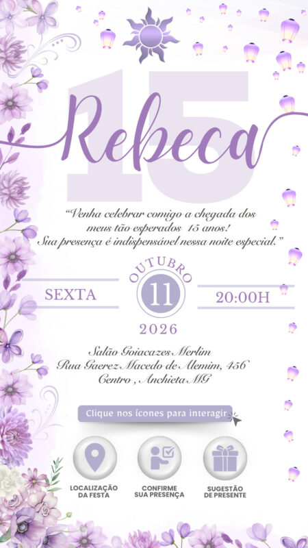 Convite Interativo -Rapunzel Lilás 8