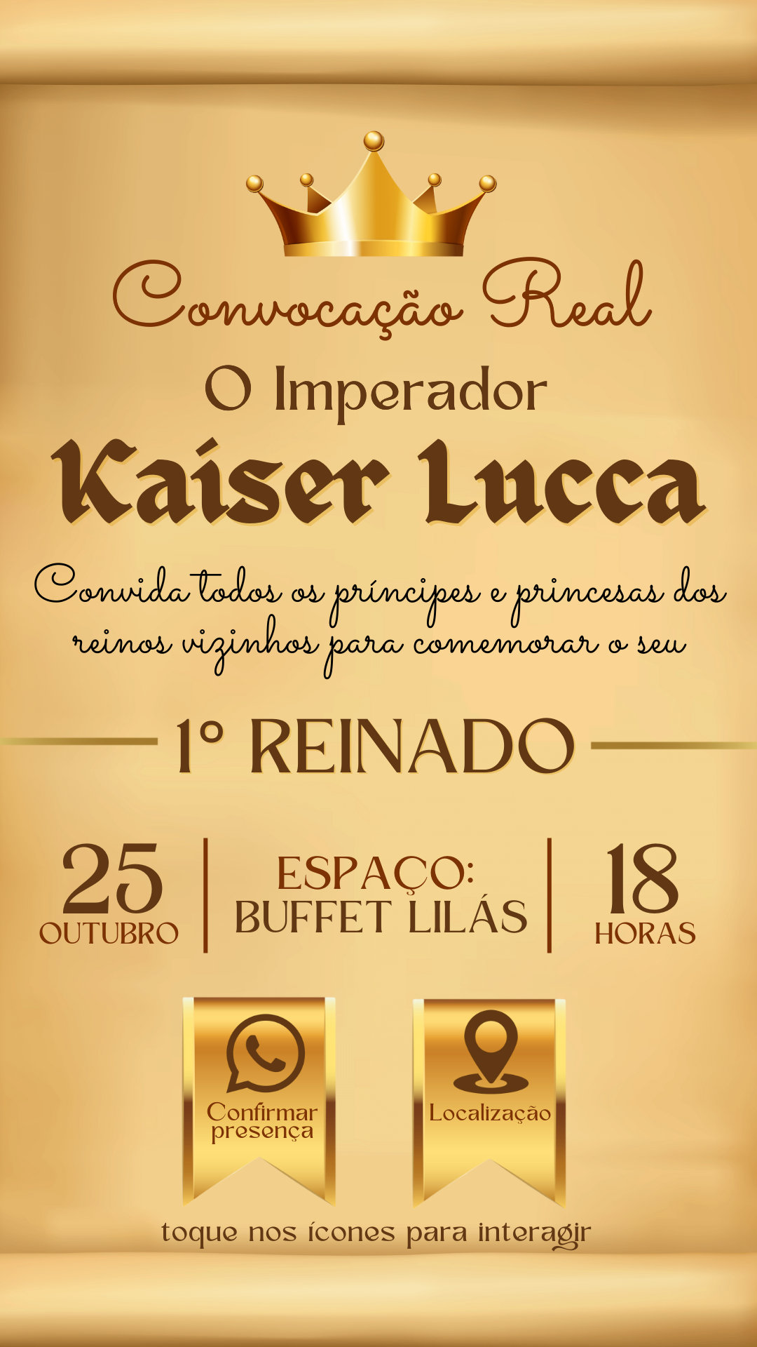 Convite Interativo - Realeza Dourado