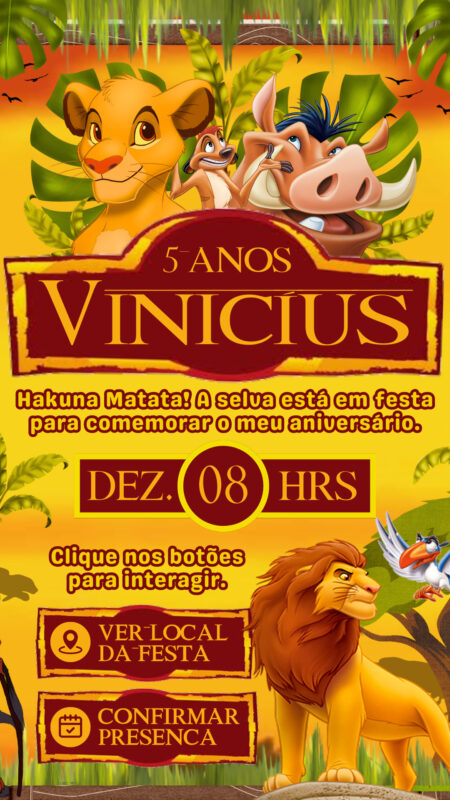 Convite Interativo - Rei Leão