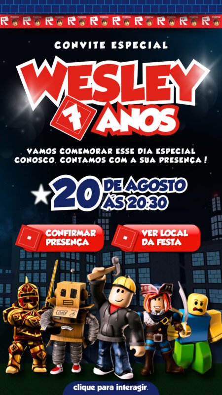 Convite Interativo - Roblox