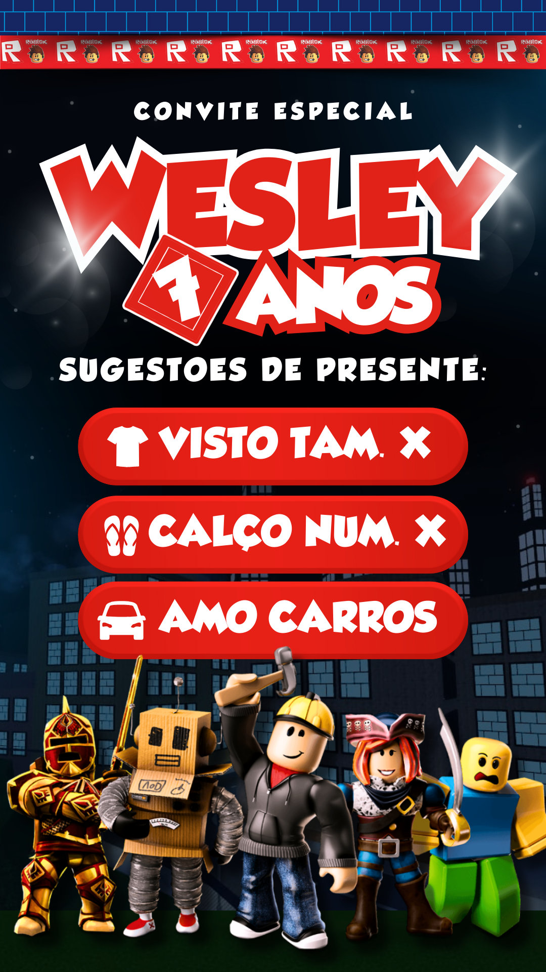 Convite Interativo - Roblox - Imagem 2