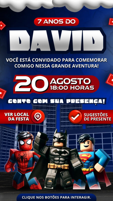 Convite Interativo - Roblox Herois