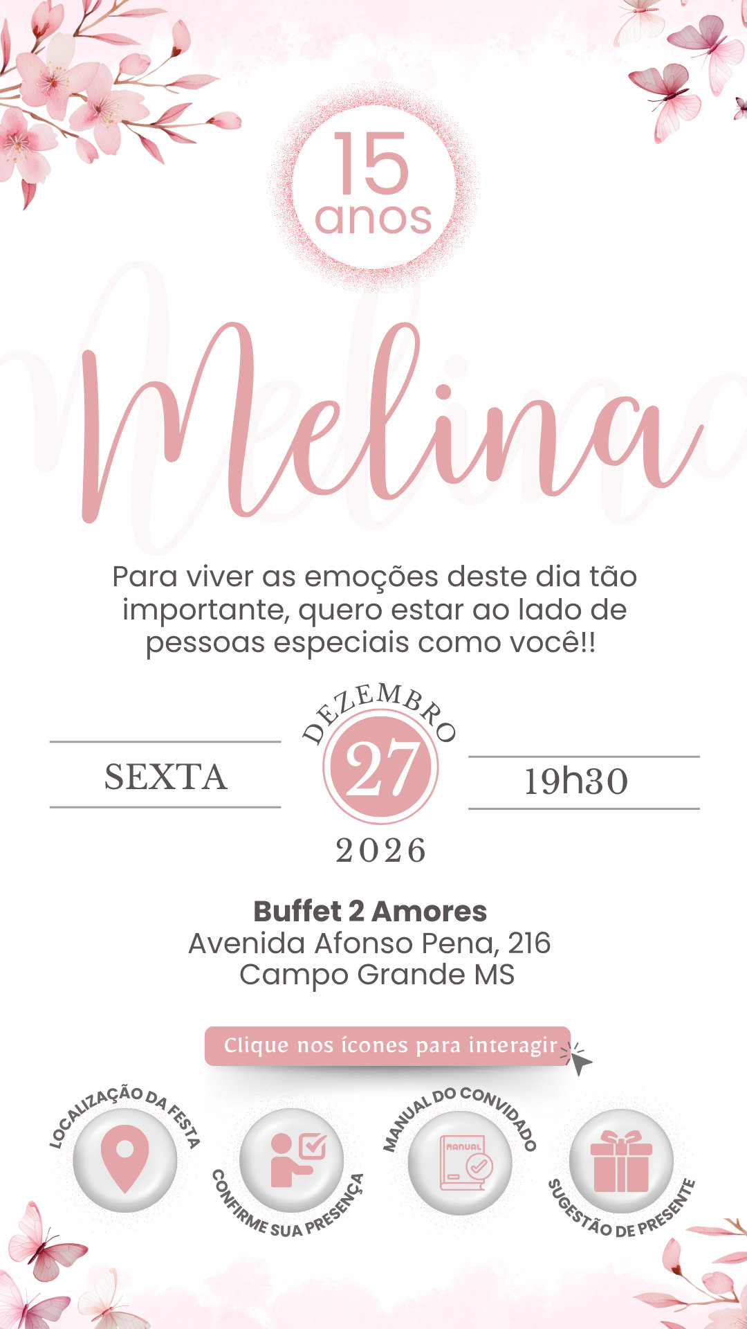 Convite Interativo - Rosa 12