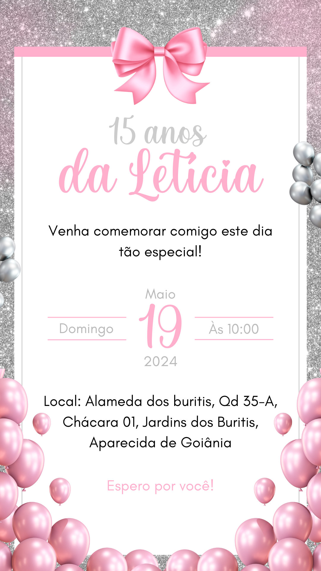 Convite Interativo - Rosa e Prata 15 Anos