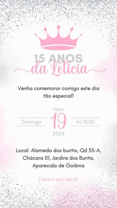 Convite Interativo - Rosa e Prata 15 Anos