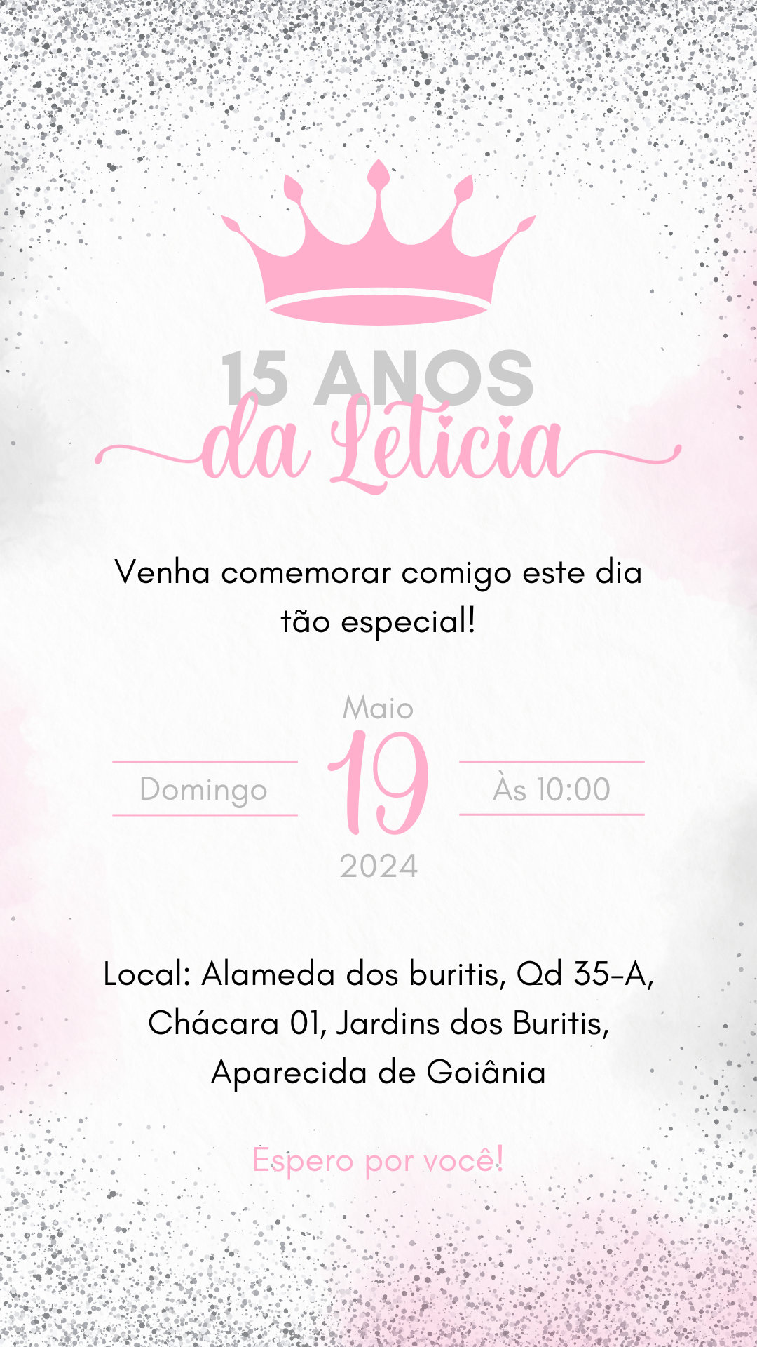 Convite Interativo - Rosa e Prata 15 Anos