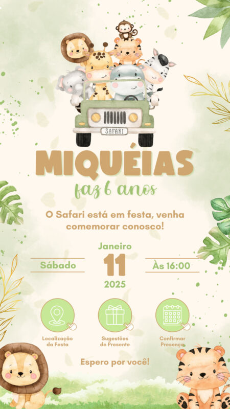 Convite Interativo - Safari Baby
