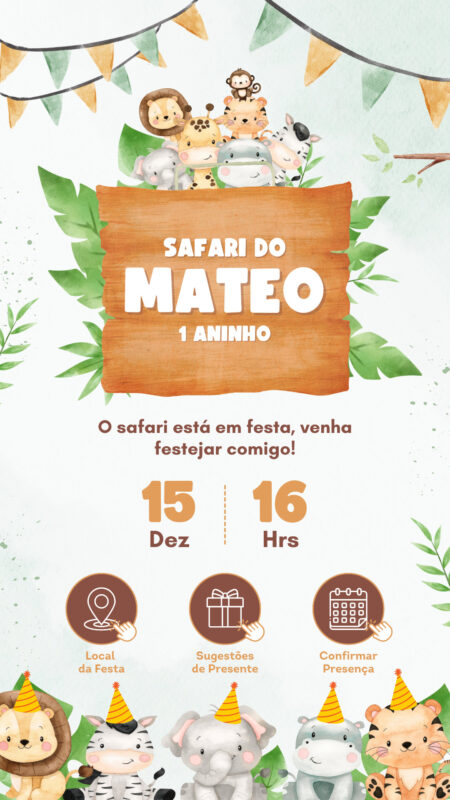 Convite Interativo - Safari Baby Festa