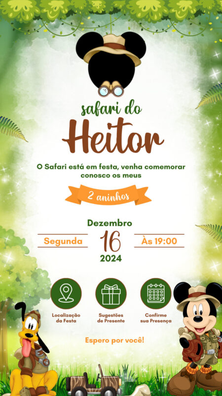 Convite Interativo - Safari Do Mickey