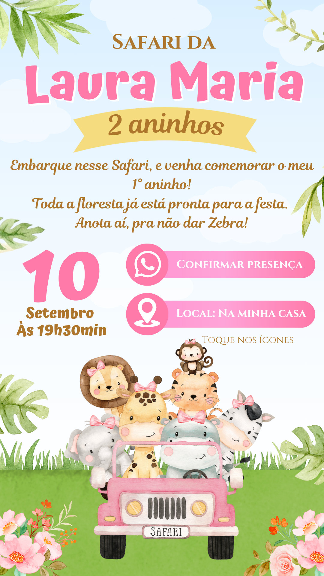 Convite Interativo - Safari Menina