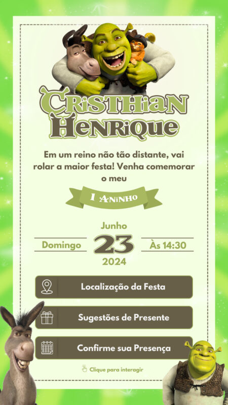 Convite Interativo - Shrek