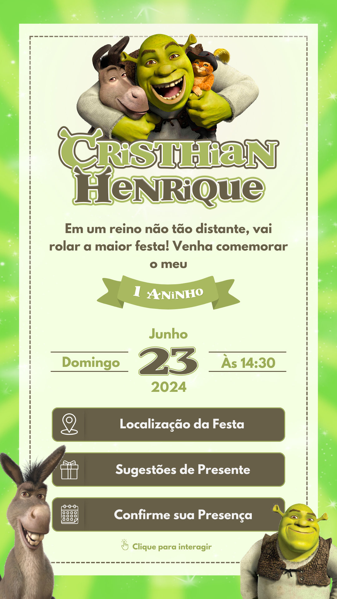 Convite Interativo - Shrek