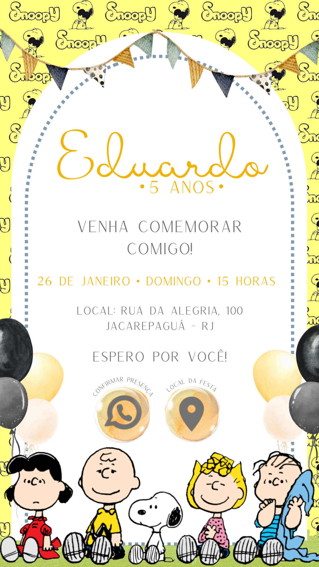Convite Interativo - Snoopy Menino