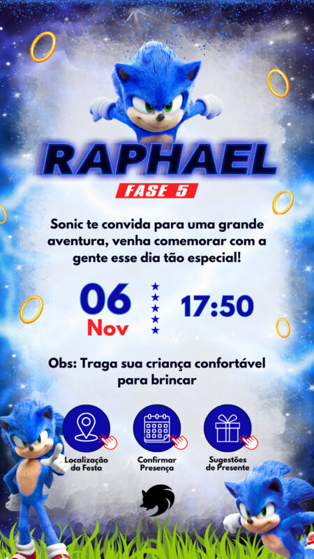 Convite Interativo - Sonic Filme
