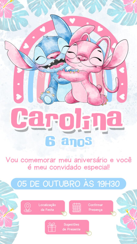 Convite Interativo - Stich e Angel