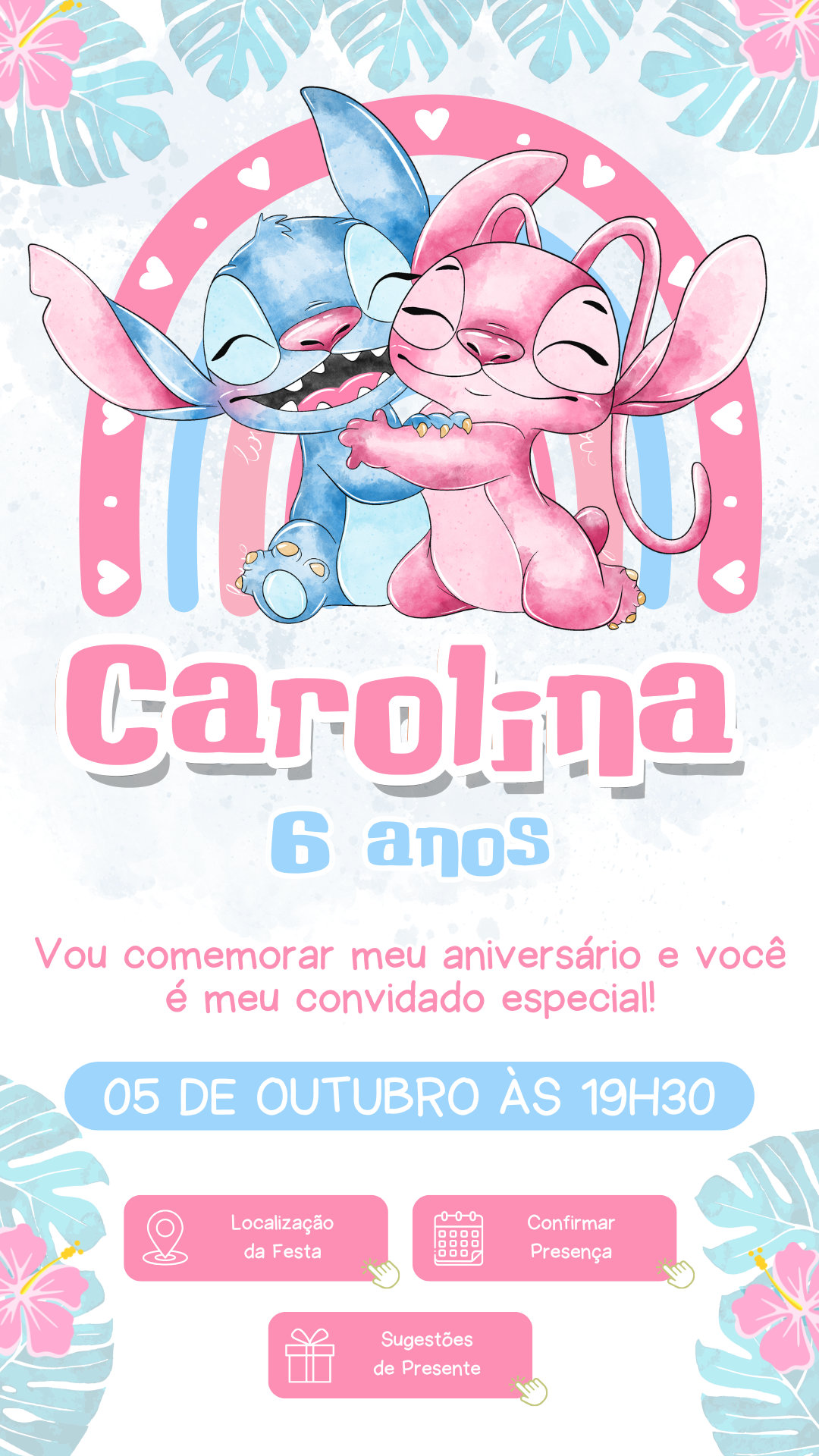 Convite Interativo - Stich e Angel