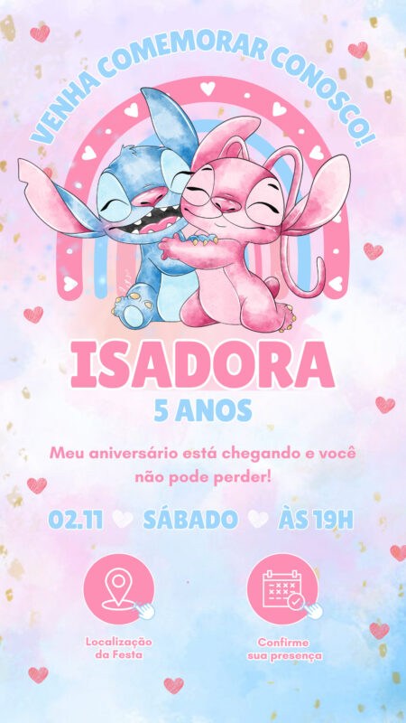 Convite Interativo - Stitch e Angel