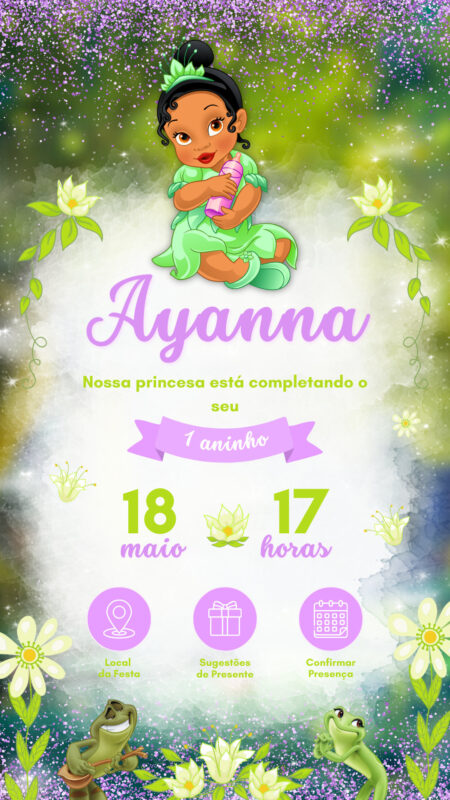 Convite Interativo - Tiana Baby