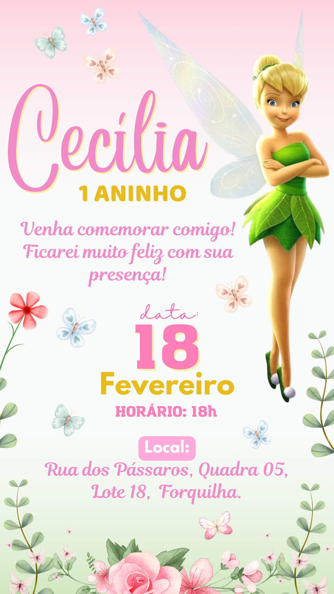 Convite Interativo - Tinker Bell