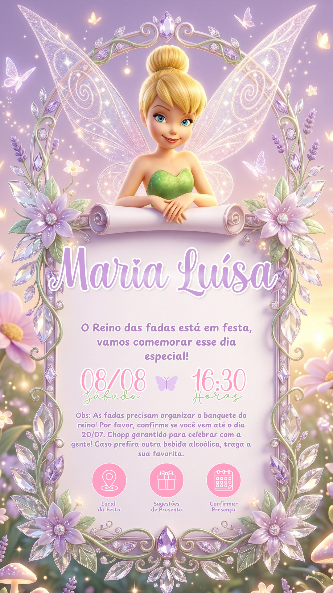 Convite Interativo - Tinker Bell