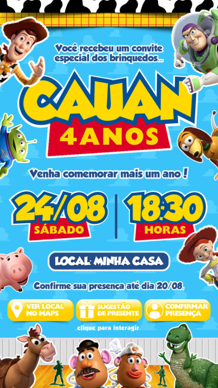 Convite Interativo - Toy Story