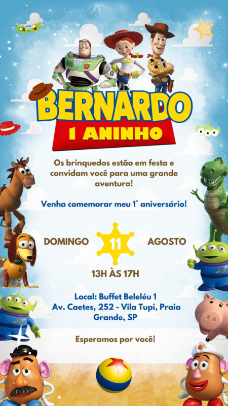 Convite Interativo - Toy Story.