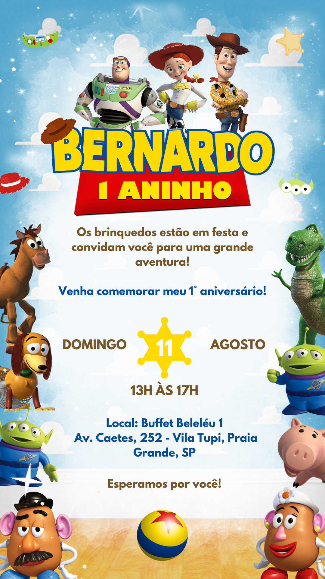 Convite Interativo - Toy Story.