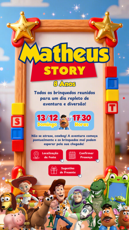 Convite Interativo - Toy Story