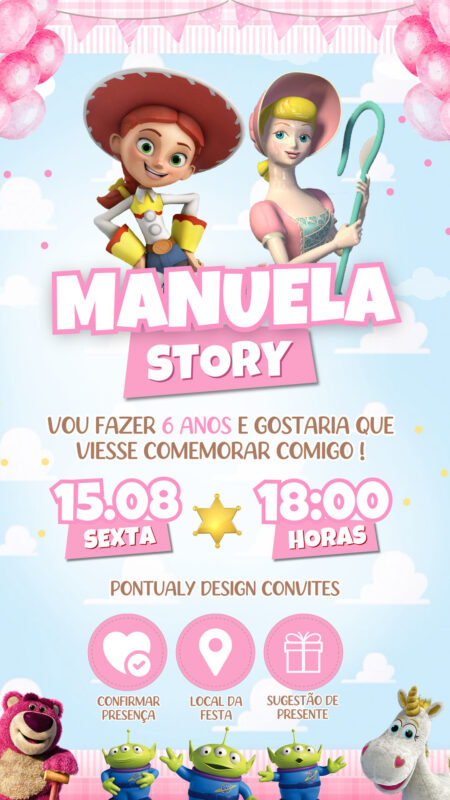 Convite Interativo - Toy Story Menina