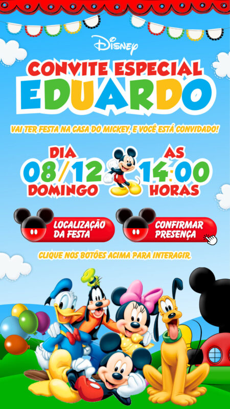 Convite Interativo - Turma do Mickey Mouse