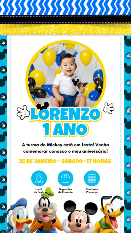 Convite Interativo - Turma do Mickey Mouse