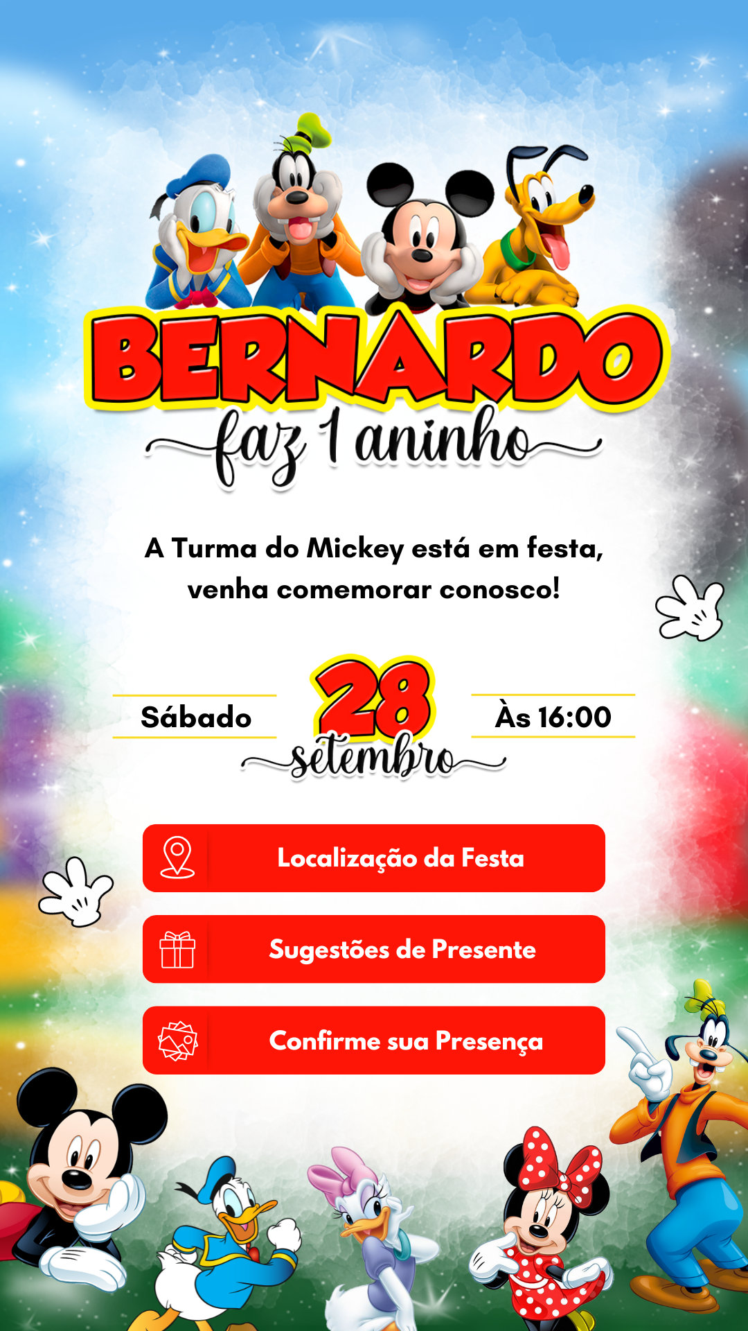 Convite Interativo - Turma do Mickey Mouse