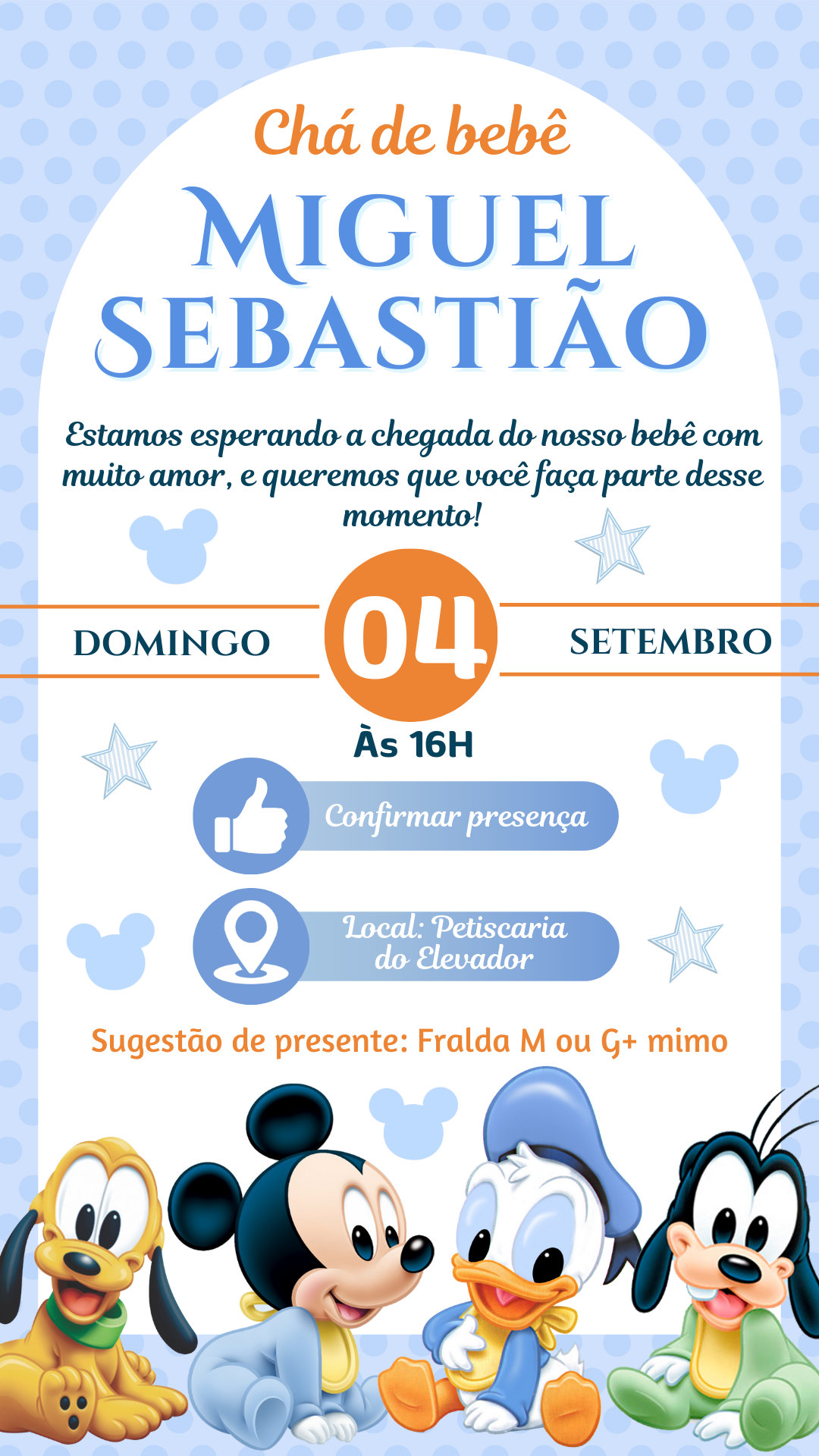 Convite Interativo - Turma do Mickey Mouse Baby - Chá