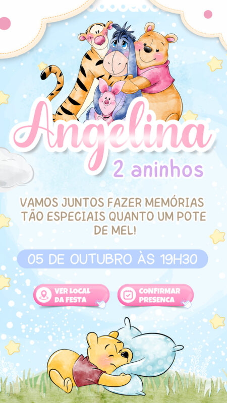 Convite Interativo - Ursinho Pooh