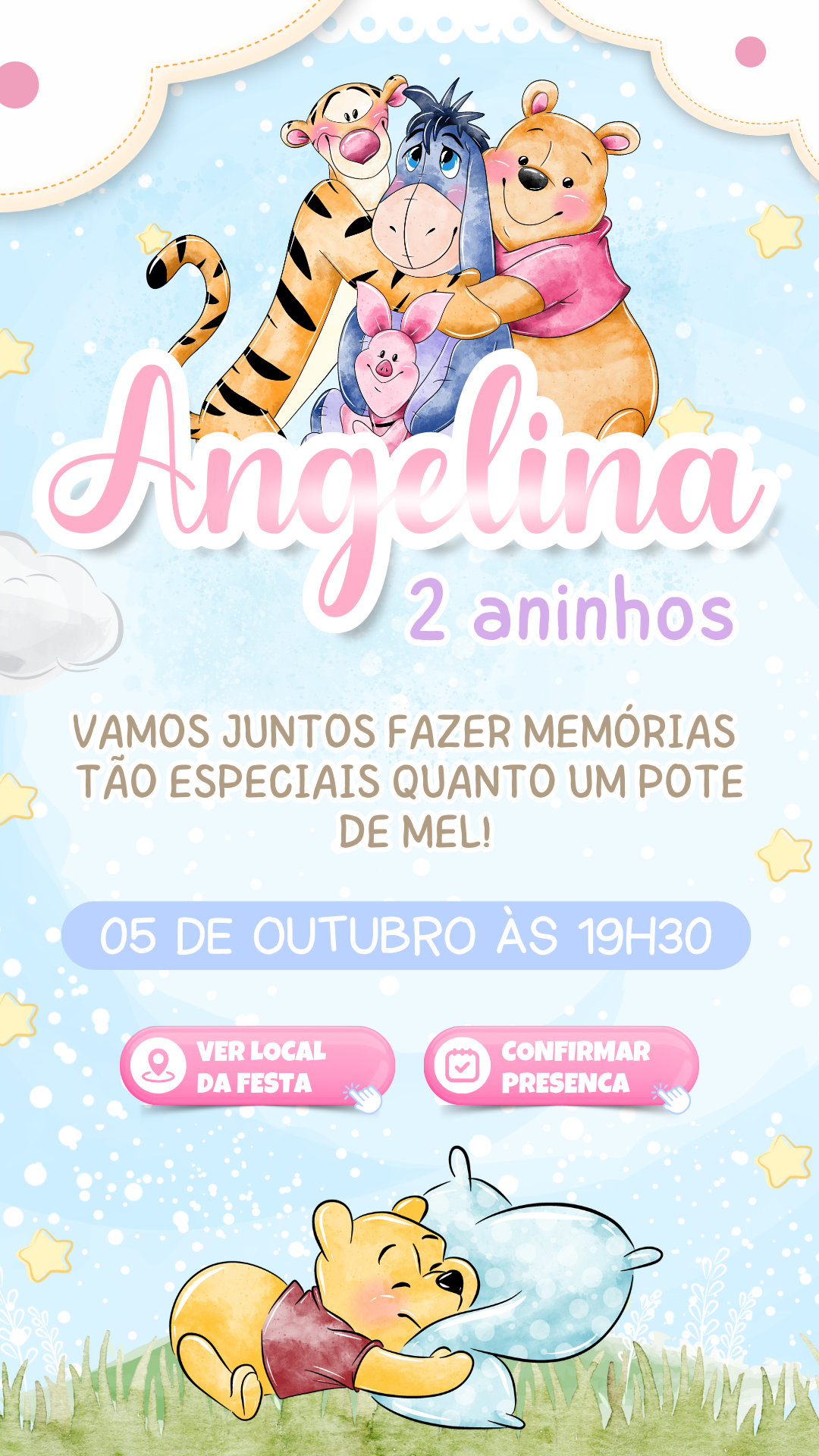 Convite Interativo - Ursinho Pooh