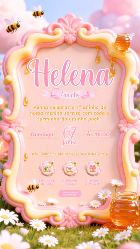 Convite Interativo - Ursinho Pooh