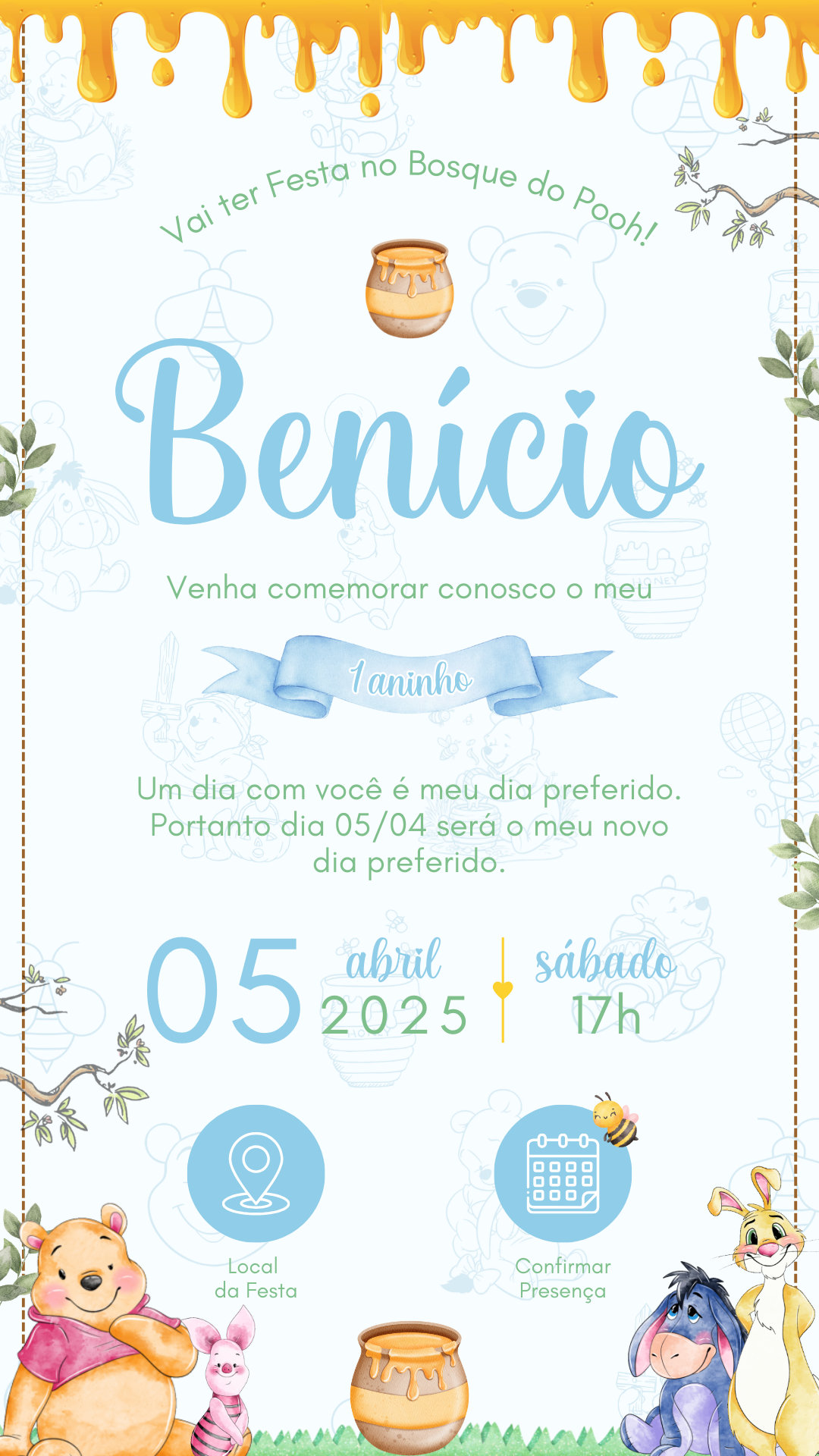 Convite Interativo - Ursinho Pooh