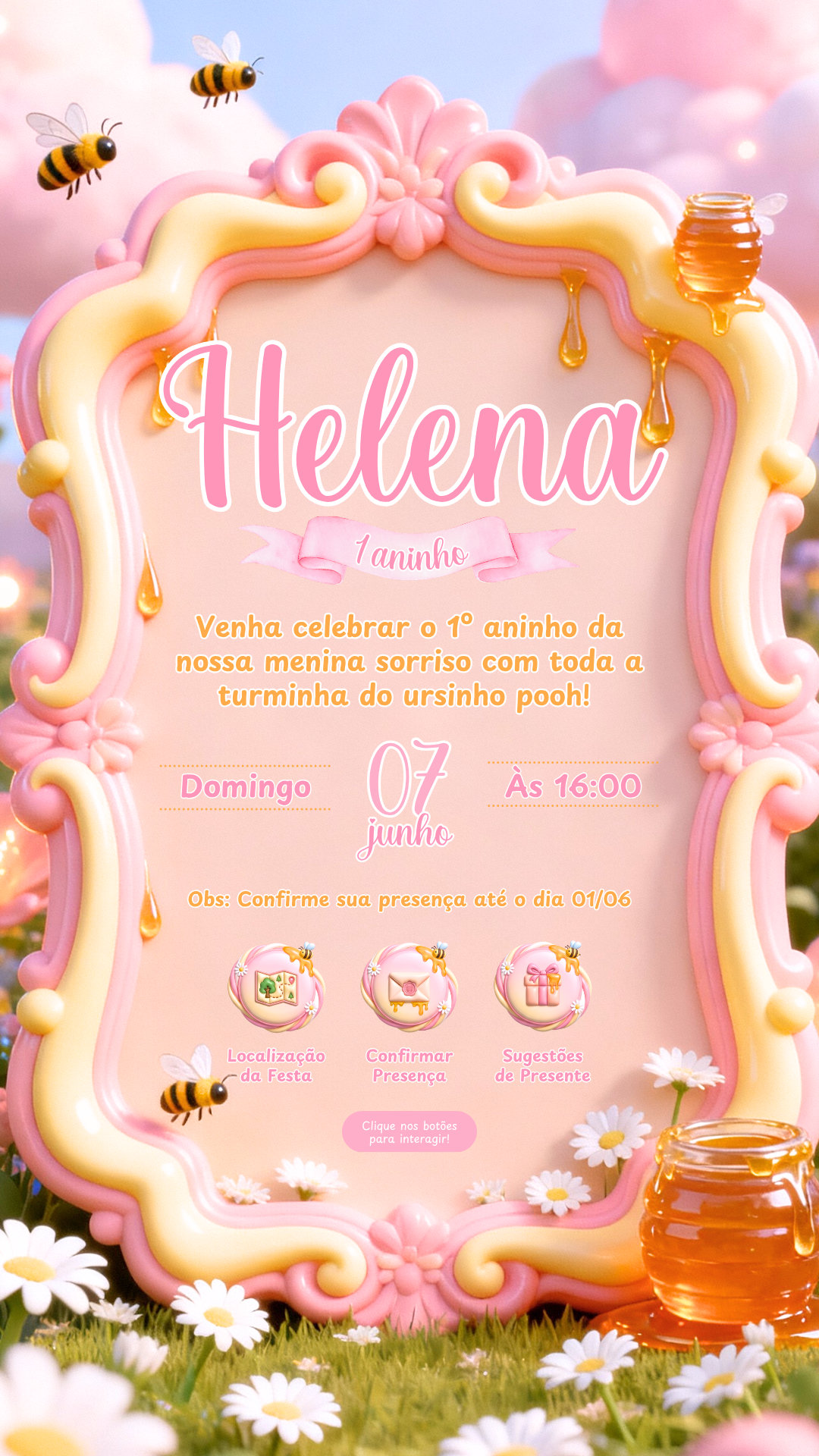 Convite Interativo - Ursinho Pooh