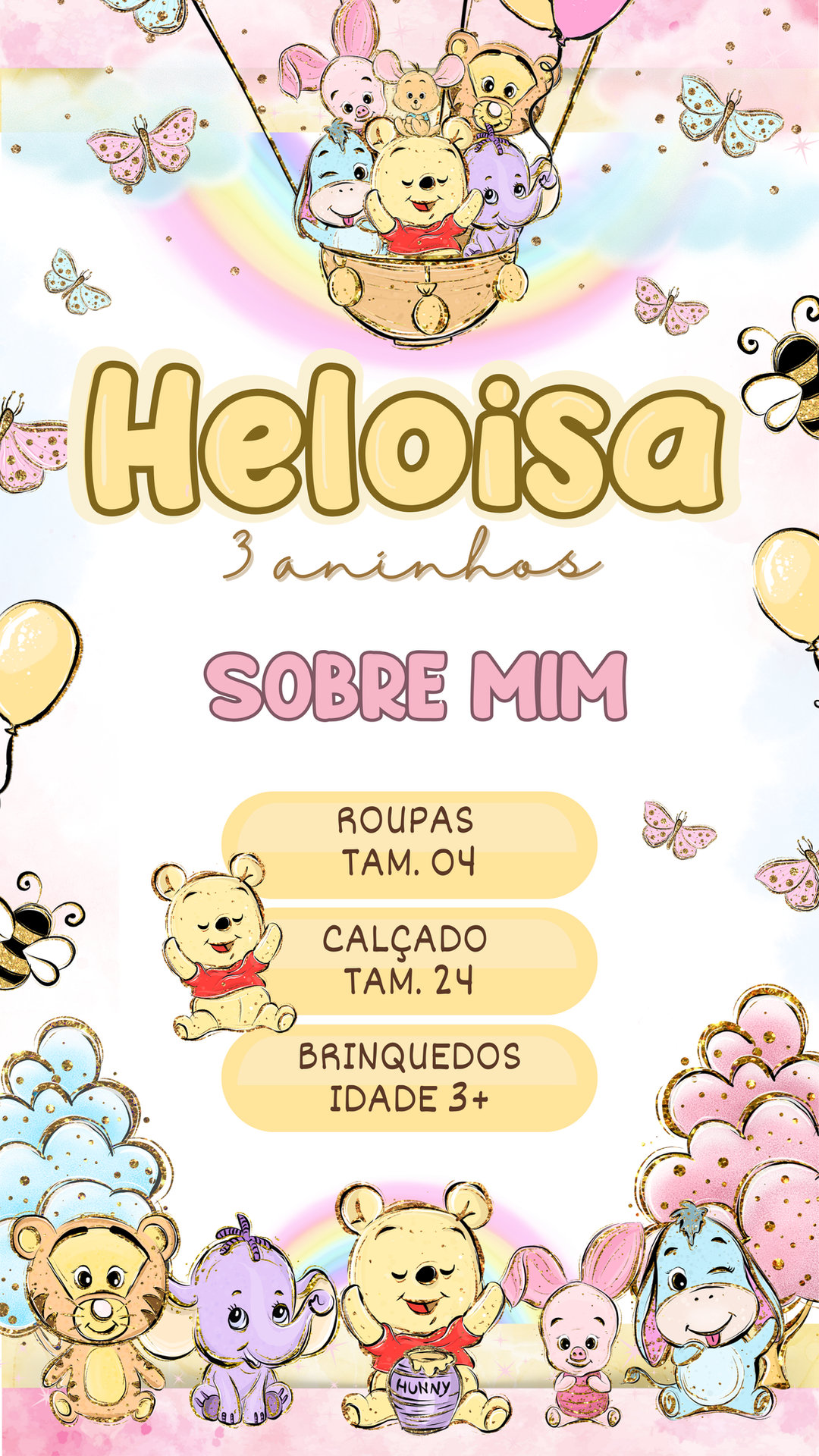 Convite Interativo - Ursinho Pooh Menina - Imagem 2