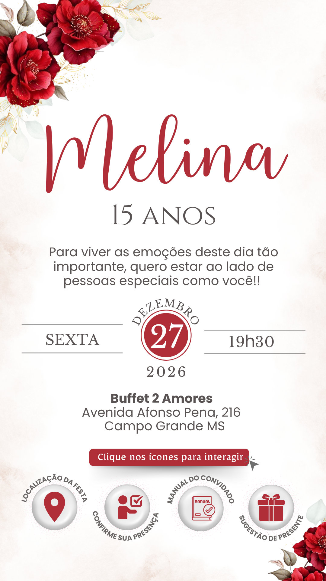 Convite Interativo - Vermelho Marsala 1