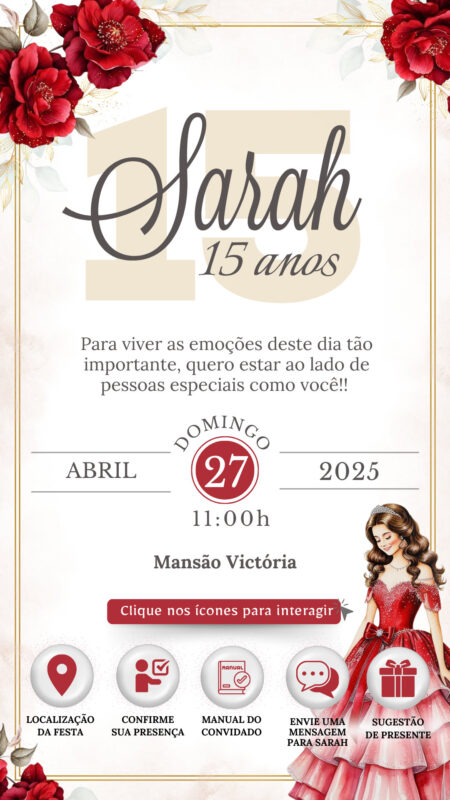 Convite Interativo - Vermelho Marsala 3