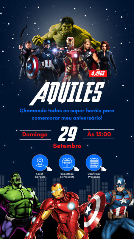 Convite Interativo - Vingadores