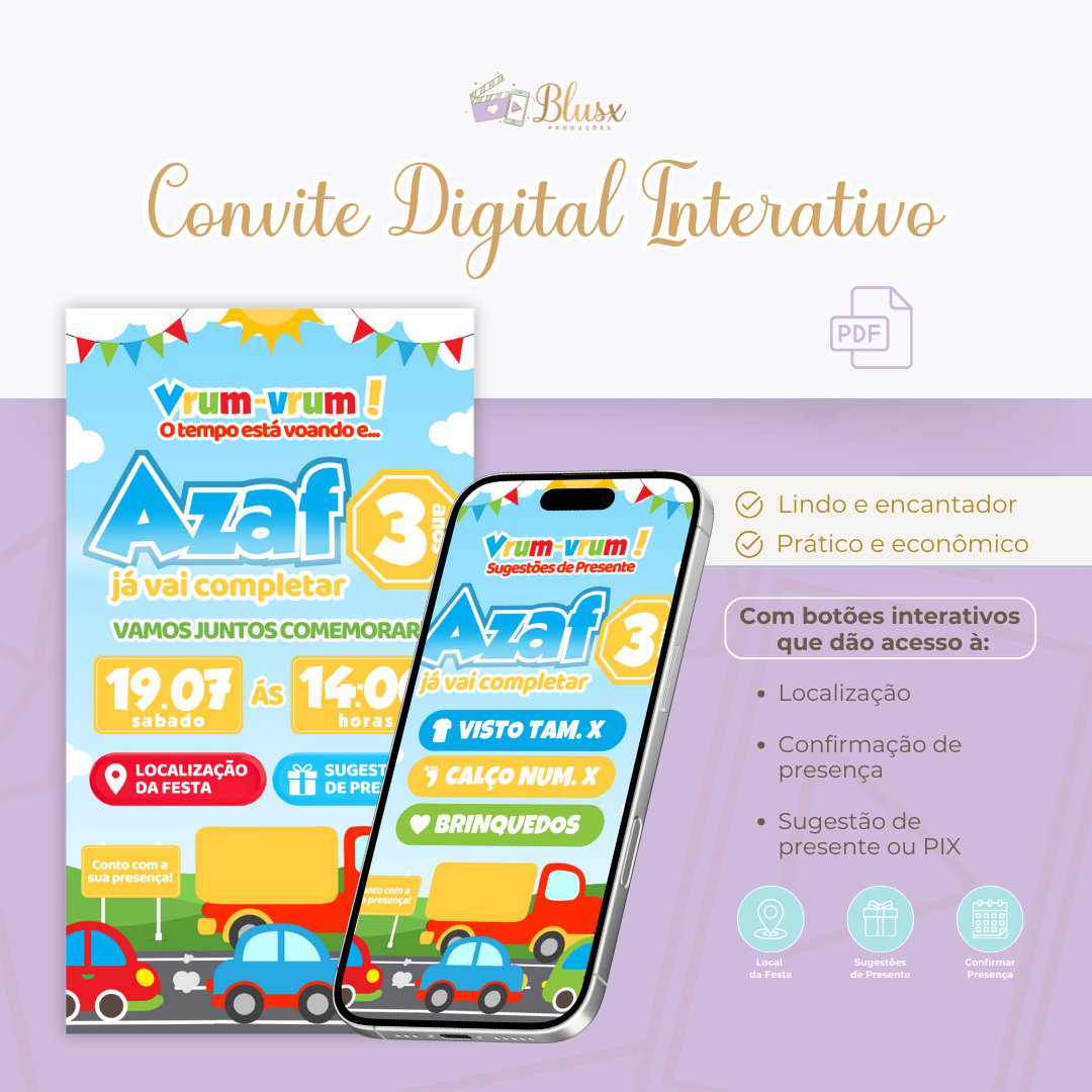 Convite Interativo - Vrum-Vrum