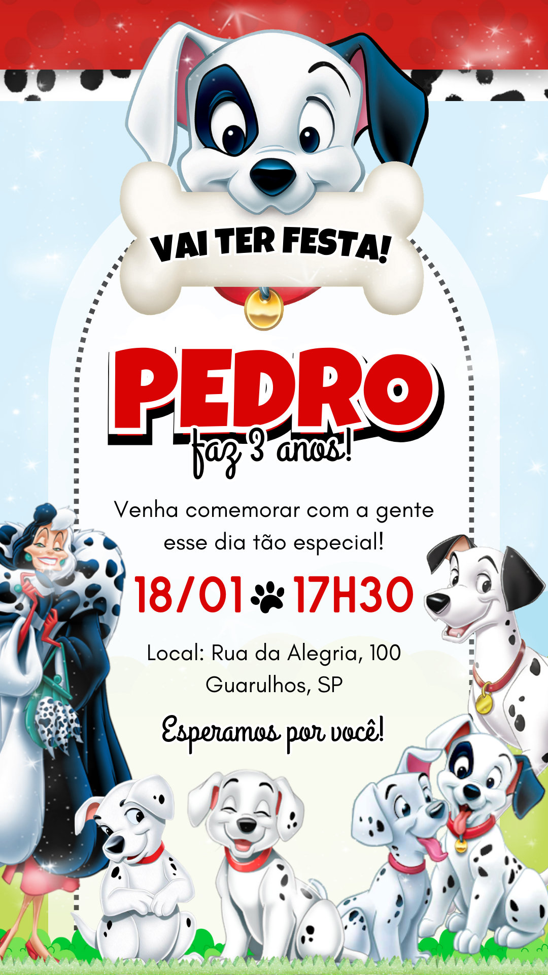 Convite Simples - 101 Dálmatas