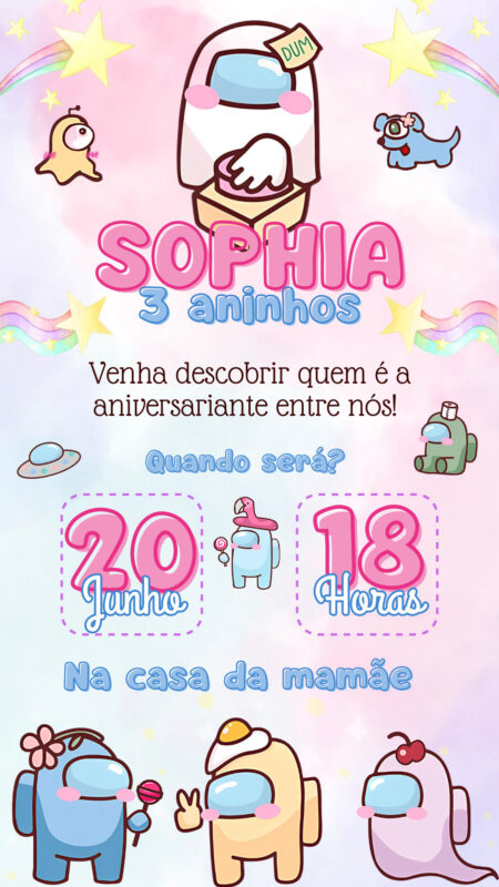Convite Simples - Amoung Us Menina