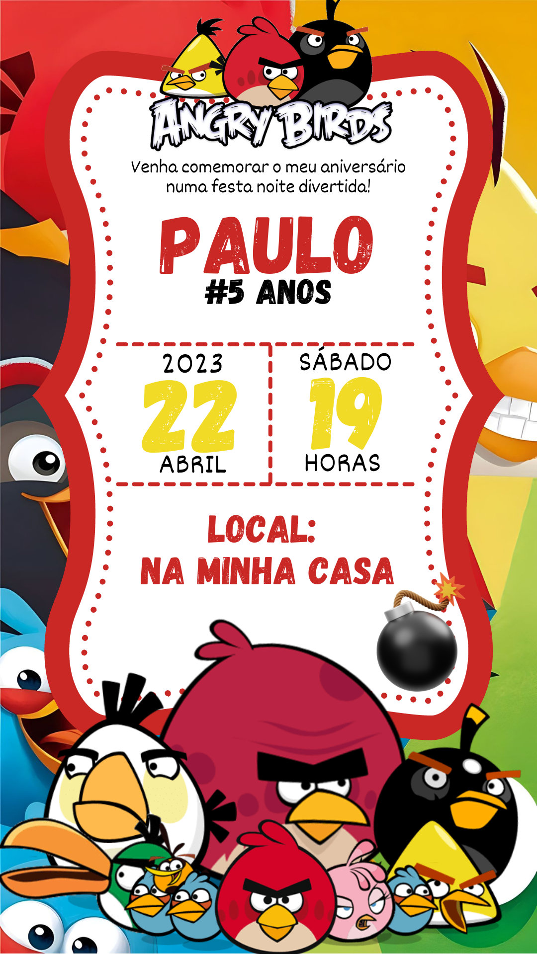 Convite Simples - Angry Birds